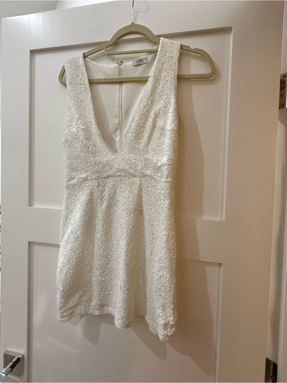 Tobi White Sequin Mini Dress